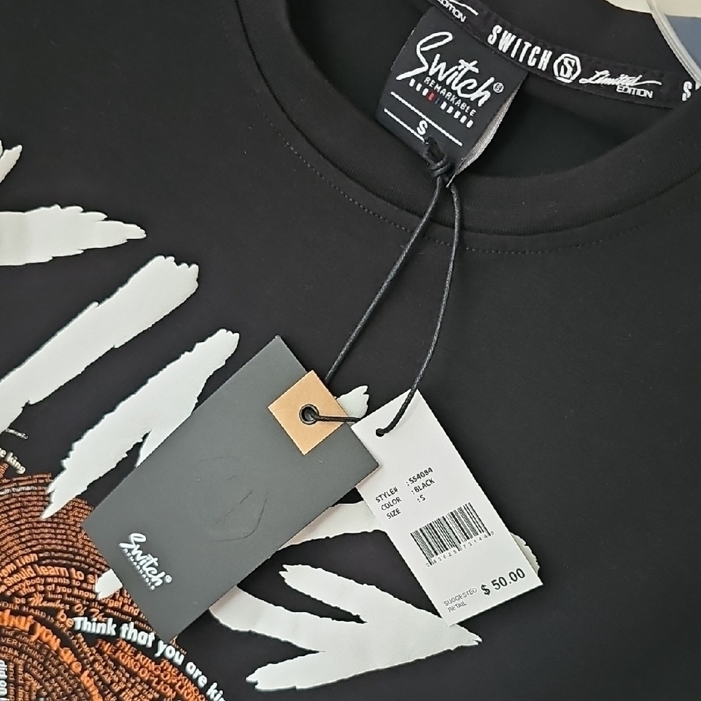 Black Short Sleeve Tee with Fierce Graphic Design - Picture 2 of 5